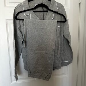 Gray Pajama Set with White Trim